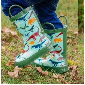 OAKI Kids Waterproof Rubber Rain Boots with Easy-On Handles